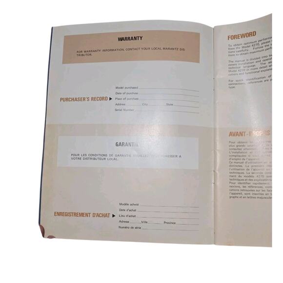 Marantz 4270 Stereo 2 + Quadradial Instructions Manual 24 pages comb bound - Picture 1 of 6